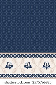 Classic Damask Semless Pattern - Vector Illustration for Elegant Textile Design on blue tone.