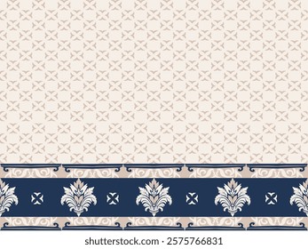 Classic Damask Semless Pattern - Vector Illustration for Elegant Textile Design on blue tone.