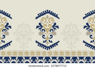 Classic Damask Semless Pattern - Vector Illustration for Elegant Textile Design on blue tone.