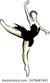 classic dancer or ballerina performing in the swan lake ballet illustration