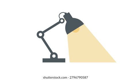 Classic dark grey adjustable desk lamp casting a warm yellow cone of light onto a blank white background.