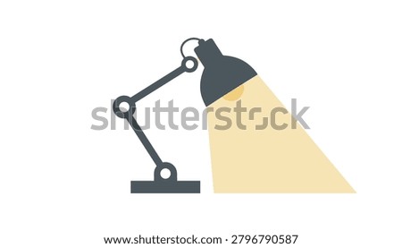 Classic dark grey adjustable desk lamp casting a warm yellow cone of light onto a blank white background.