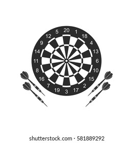 Classic dart board target and darts arrow icons isolated on white background. Vector Illustration