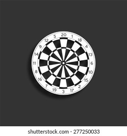 Classic dartboard icon with shadow - vector illustration