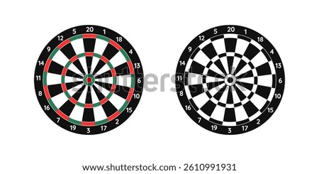 Classic Dartboard with Numbered Segments Vector Illustration
