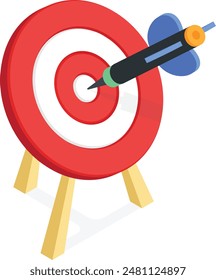 A classic dartboard with a single arrow precisely hitting the bullseye.  A compelling image for representing achievement, focus, and precision.