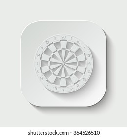 Classic dartboard vector icon - paper button