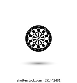Classic dartboard vector icon with round  shadow