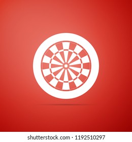 Classic darts board with twenty black and white sectors icon isolated on red background. Dart board sign. Dartboard sign. Game concept. Flat design. Vector Illustration