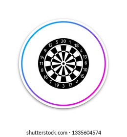 Classic darts board with twenty black and white sectors icon isolated on white background. Dart board sign. Dartboard sign. Game concept. Circle white button. Vector Illustration