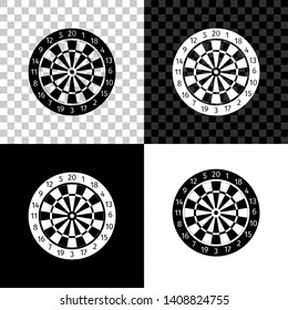 Classic darts board with twenty black and white sectors icon isolated on black, white and transparent background. Dart board sign. Dartboard sign. Game concept. Vector Illustration