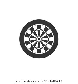 Classic darts board with twenty black and white sectors icon isolated. Dart board sign. Dartboard sign. Game concept. Flat design. Vector Illustration