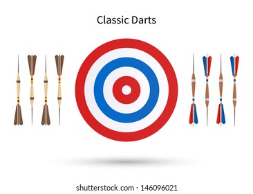 Classic Darts isolated on white. Vector illustration.