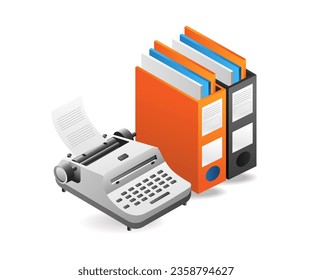 Classic data file typing flat isometric illustration