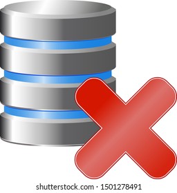 Classic database icon delete. Vector icon.