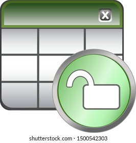 Classic database table unlock. Vector icon.