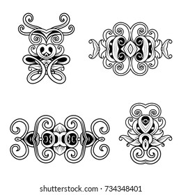 A classic decorative element. Book decorative element. The flyleaf. The pattern is black. On a white background. Vector graphics. Ornament.