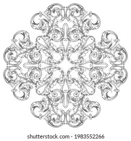 Classic decorative elements in a round frame,Decorative rosette
