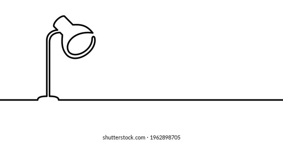 Classic decorative floor lamp or office lamp on the table. Cartoon sketch invention vector sign. Line pattern. Standing electric lamps. business concept idea. FAQ ideas. Lightbulb, spotlight shining.