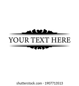 Classic decorative floral text or title frame isolated on white color background. Heraldry, heraldic Vector illustration. Black floral ornament. Design Element. 