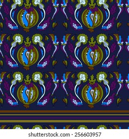 Classic decorative ornament with an element of grenades. Seamless vector pattern