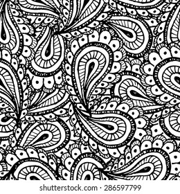 Vector Seamless Monochrome Floral Pattern Hand Stock Vector (Royalty ...
