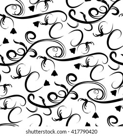 Classic decorative seamless vector black-and-white texture