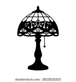 Classic decorative table lamp featuring an intricate patterned shade and a sturdy base, ideal for vintage or traditional interior decor.