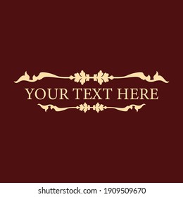 Classic decorative text or title frame isolated on brown color background. Heraldry, heraldic Vector illustration. Gold, beige, floral ornament. Design Element. 