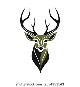 Classic deer head logo design, Luxury style, silhouette vector, Deer icon, Clip art, White background