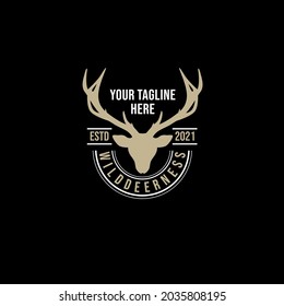 Classic Deer. Deer hunter logo Vintage Retro Badge graphic logo design illustration. deer head vector illustration.