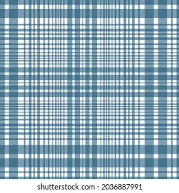 Classic Delft blue tartan texture seamless vector pattern backdground. Linear geometric preppy plaid backdrop. Sophisticated checker weave all over print for packaging, wellness, hospitality, apparel