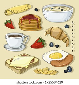 Classic delicous breakfast collection set