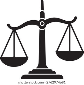 Classic depiction of a balanced justice scale symbolizing fairness and law silhouette vector icon