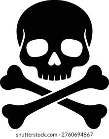 Classic depiction of a skull and crossbones symbolizing danger and piracy