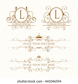 Classic design elements for wedding invitations. Graphic design page