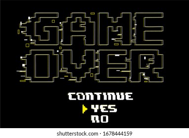 Classic design. Game over, video games, ready to print, tattoo and t-shirt design.