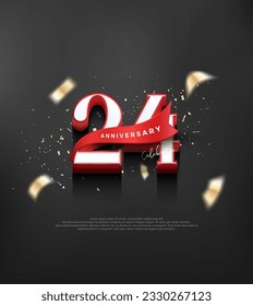 Classic design number, to celebrate the 24th anniversary. Premium vector background for greeting and celebration.