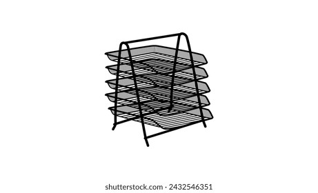 classic Desk Organizer, black isolated silhouette
