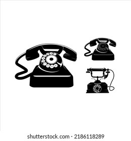 Classic desk phone silhouette graphic element