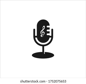 classic desk stand microphone vector icon logo design template for podcast and music streaming