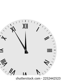 Classic dial with Roman numerals. Flat vector illustration isolated on white background.