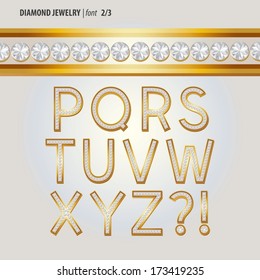 Classic Diamond Jewelry Alphabet Vector