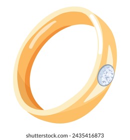 Classic diamond ring icon cartoon vector. Lady gold. Matrimony jewel