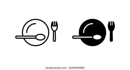 Placa de jantar clássico com ícone de talheres definido para comida, refeições e jantar. Útil para restaurantes, cafés e temas culinários.