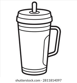 Classic disposable coffee cup with lid and handle