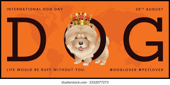 Classic dog collection with crown, International Dog Day, print, artwork, doodle, social media post and story post, banner, post card, invitation card, t-shirt print, vector illustration (Vector)