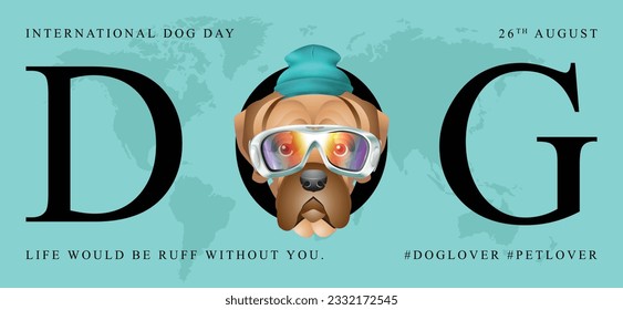 Classic dog collection with ski suit, International Dog Day, print, artwork, doodle, social media post and story post, banner, post card, invitation card, t-shirt print, vector illustration (Vector)