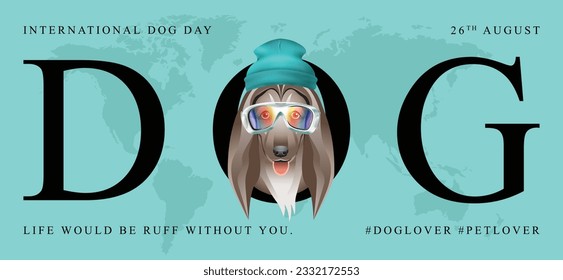 Classic dog collection with ski suit, International Dog Day, print, artwork, doodle, social media post and story post, banner, post card, invitation card, t-shirt print, vector illustration (Vector)