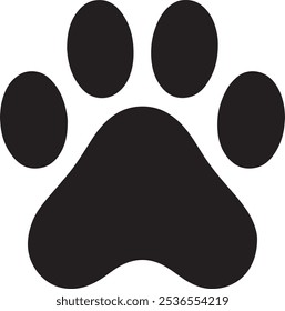 Classic Dog Paw Silhouette Vector Icon on White for Pet Lovers